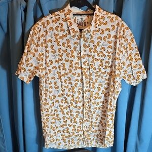 Men's Casual White and Orange Shirt